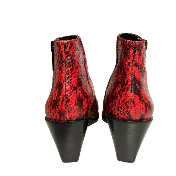 1.State Kipp Leather Wedge Ankle Boots, Red & Black Snake Print, Size 9.5 - Picture 3 of 6